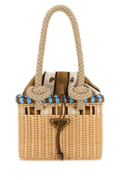 Prada Wicker Mini Shopping Bag