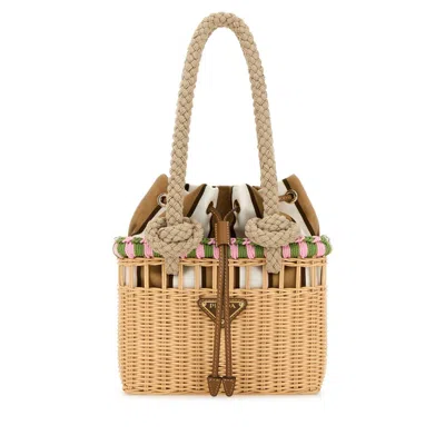 Prada Wicker Mini Shopping Bag