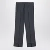 Prada Wide Grey Mohair And Silk Trousers Men In Blue