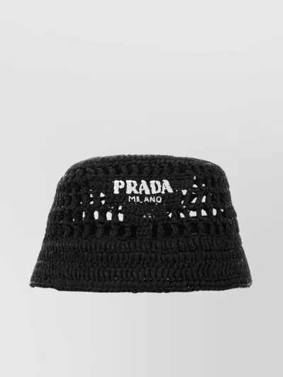 Prada Man Black Raffia Hat