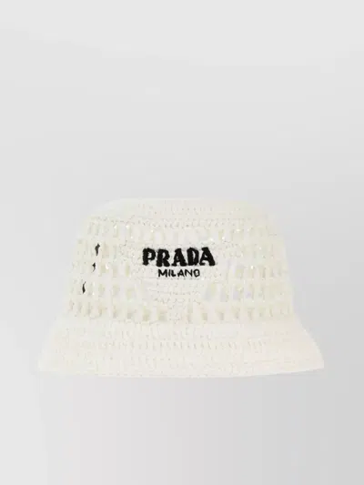 Prada Wide Brim Raffia Bucket Hat