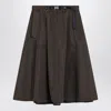 Prada Wide Camouflage Green Skirt In Technical Canvas