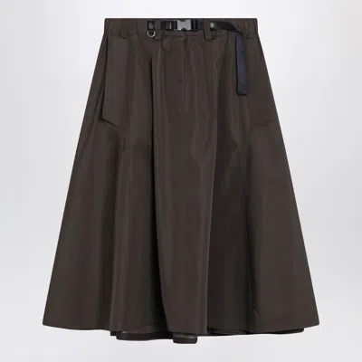 PRADA PRADA WIDE CAMOUFLAGE GREEN SKIRT IN TECHNICAL CANVAS