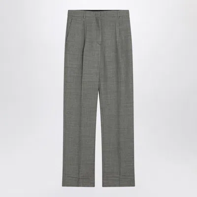 PRADA PRADA  WIDE GREY TROUSERS IN WOOL