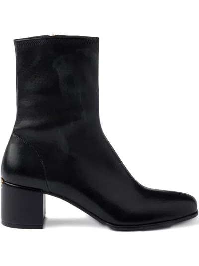 Prada Wide Heel Boots 55mm In Black