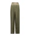 Prada Gradient Pintuck Twill Silk Pants In Military Green