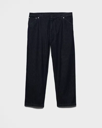 PRADA WIDE-LEG CHEVRON DENIM JEANS