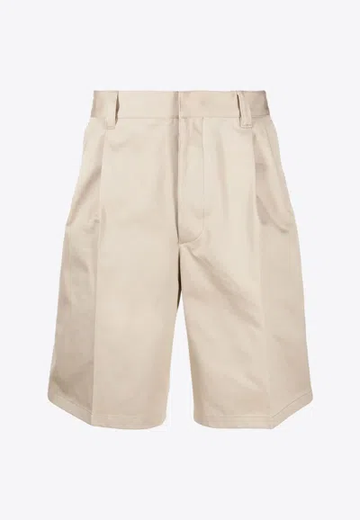 Prada Wide-leg Chino Shorts In Beige