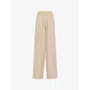 Prada Beige Poplin Trousers With Enamel Triangle Logo In Neutral