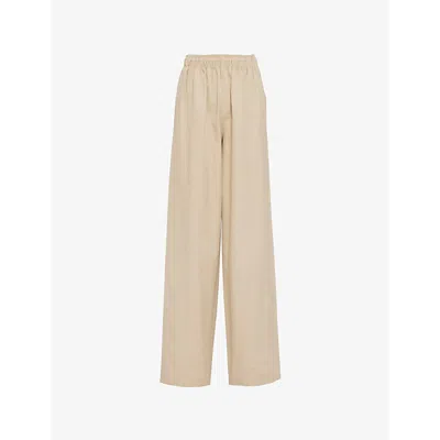 PRADA WOMENS NEUTRAL WIDE-LEG COTTON-POPLIN TROUSERS