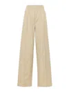 Prada Beige Poplin Trousers With Enamel Triangle Logo In Beige