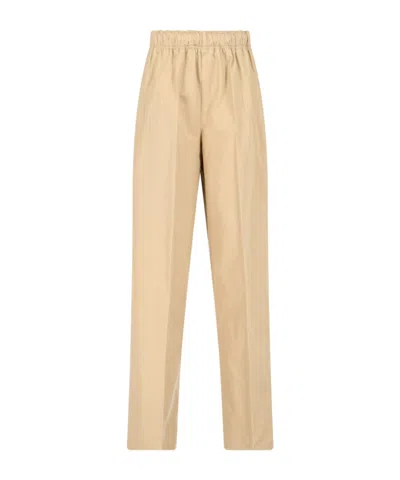 Prada Wide-leg Cotton Trousers In Brown