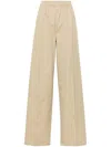Prada Beige Poplin Trousers With Enamel Triangle Logo In Corda