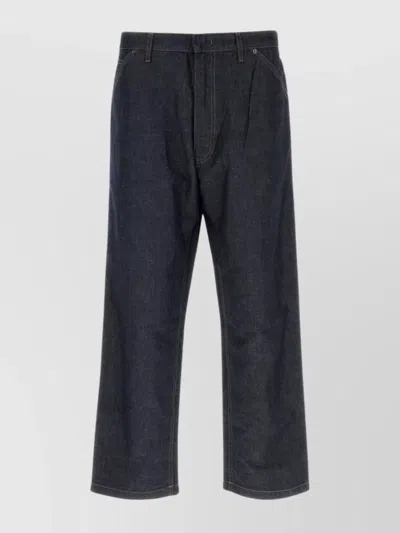 Prada Wide Leg Denim Trousers With Belt Loops In Blue