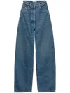 Prada Triangle Logo Wide-leg Jeans In Blue