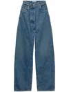 Prada Triangle Logo Wide-leg Jeans In Blue