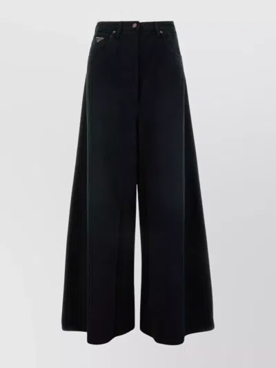 Prada Wide-leg Jeans With Front And Back Pockets In Black