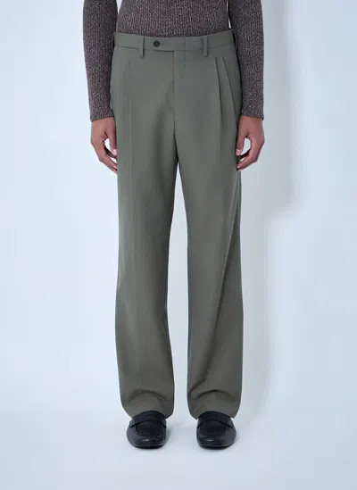 Prada Wide-leg Wool Pants In Green