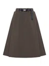 Prada Wide Skirt In Technical Canvas In Multi