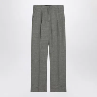 Prada Wide Wool Trousers In Gray