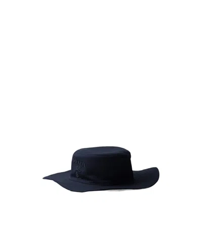 Prada Wide-brimmed Drill Hat In Blue