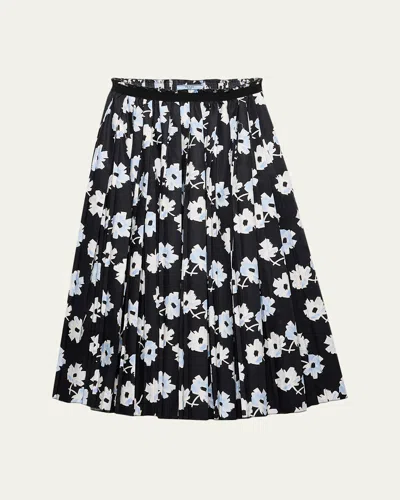Prada Wildflower Cotton Midi Skirt In Multi