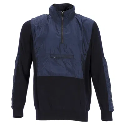 Prada Windbreaker In Navy Blue Wool And Nylon