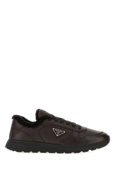 Prada Dark Brown Leather Prax 2.0 Sneakers