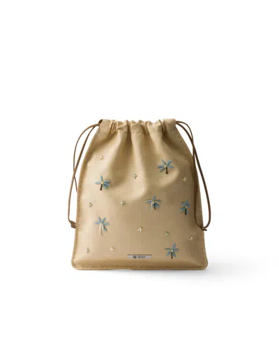 Prada Wish Pouch Aus Besticktem Canvas In Brown