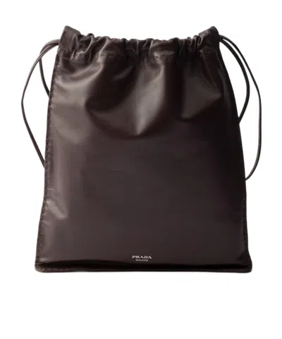 Prada Wish Nappa Leather Pouch In Brown
