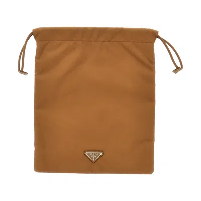 Prada ' Wish' Re-nylon Pouch In Brown