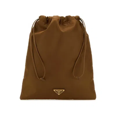 Prada Wish Re-nylon Pouch In Brown