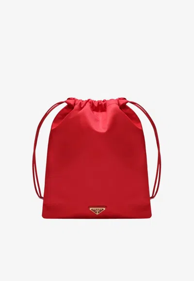 Prada Wish Re-nylon Pouch In Red