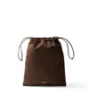 Prada Re-nylon Drawstring Bucket Bag In Sienna