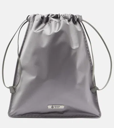 Prada Wish Satin Pouch In Gray