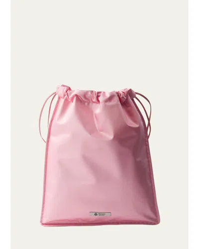Prada Wish Silk Duchesse Drawstring Pouch Bag In Pink