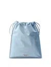 Prada Wish Silk Duchesse Drawstring Pouch Bag In Blue