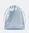 Prada Wish Silk Duchesse Drawstring Pouch Bag In Blue