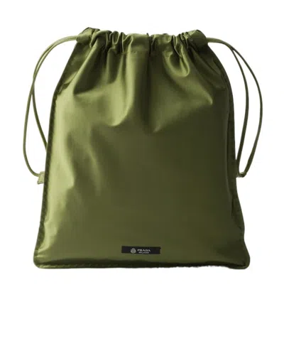 Prada Wish Silk Duchesse Pouch In Green