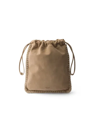 Prada Wish Suede Pouch In Red