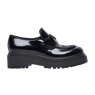Pre-owned Prada Wmns Brushed Leather Platform Loafer 'black'