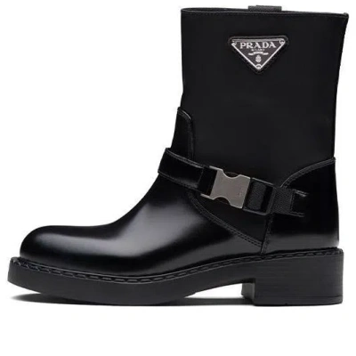 Prada (wmns)  Brushed Leather And Re-nylon Boots 'black'