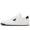Prada Logo-plaque Leather Sneakers In White
