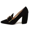 Prada (wmns)  Fringed Buckle Suede Pointy Pumps 'black'