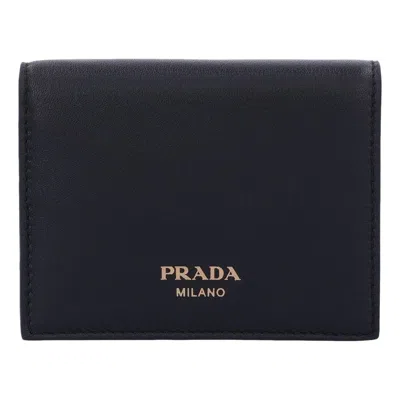 Prada (wmns)  Fw24 Gold Metal Logo Wallet 'black'