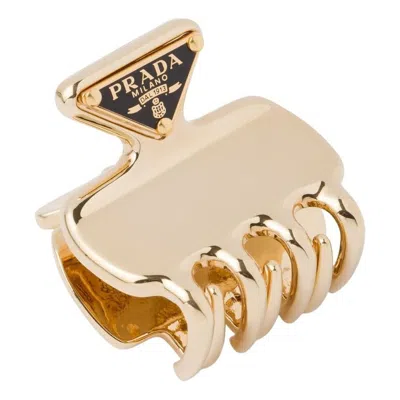 Prada (wmns)  Fw25 Metal Hair Clip 'gold' In Orange