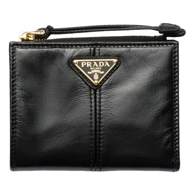 PRADA (WMNS) PRADA FW25 Small Leather Wallet 'Black'