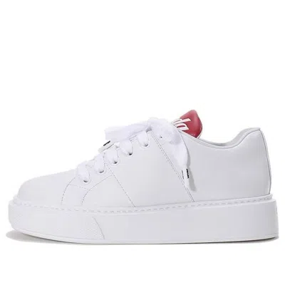 Prada (wmns)  Leather Platform Sneakers 'white With Red Tongue' In Multi