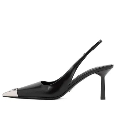 Prada (wmns)  Metal Toecap Brushed Leather Slingback Heels 'black'