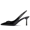 Prada (wmns)  Patched Logo Brushed Leather Slingback Heels 'black'